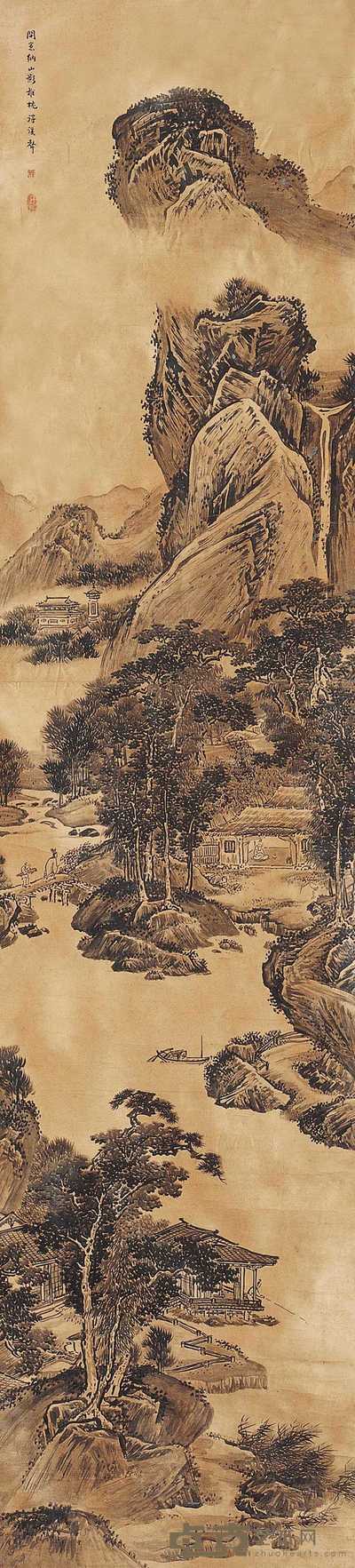 袁耀 纳山枕溪 立轴 217×50cm
